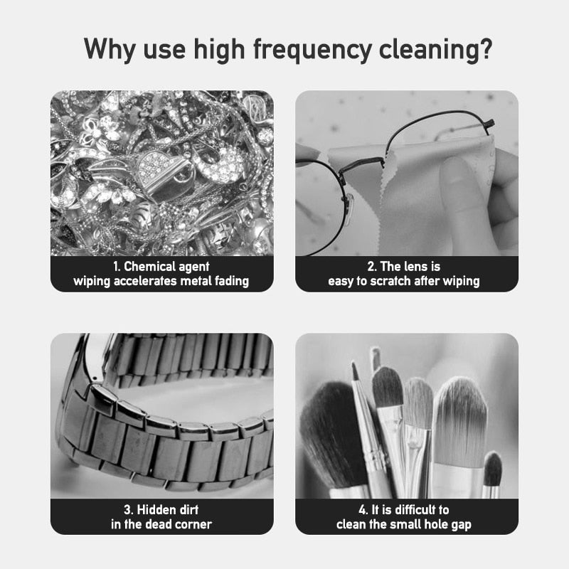 Ultrasonic Cleaning Machine High Frequency Vibration Cleanser High Frequency Washing Tool Watch Jewelry Glasses Braces Cleaner