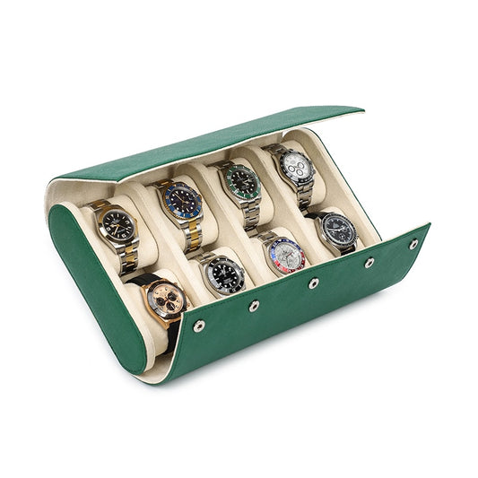 Luxury 8 Slots Watch Roll Travel Case