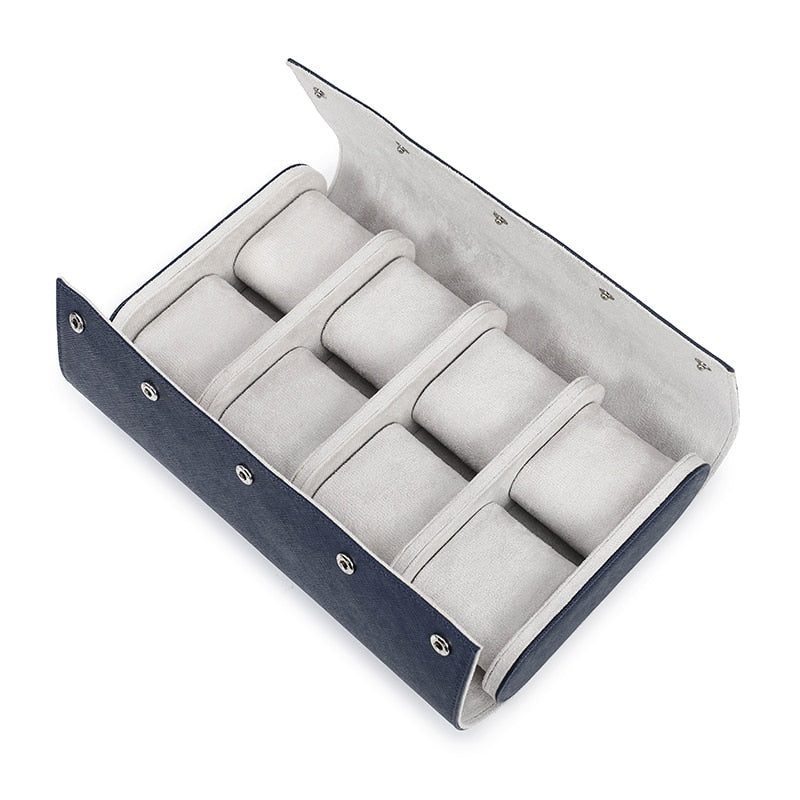 Luxury 8 Slots Watch Roll Travel Case